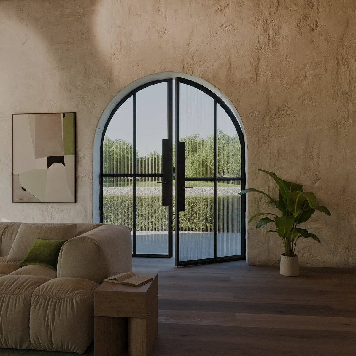 Double Arch Steel Door A4, room setting