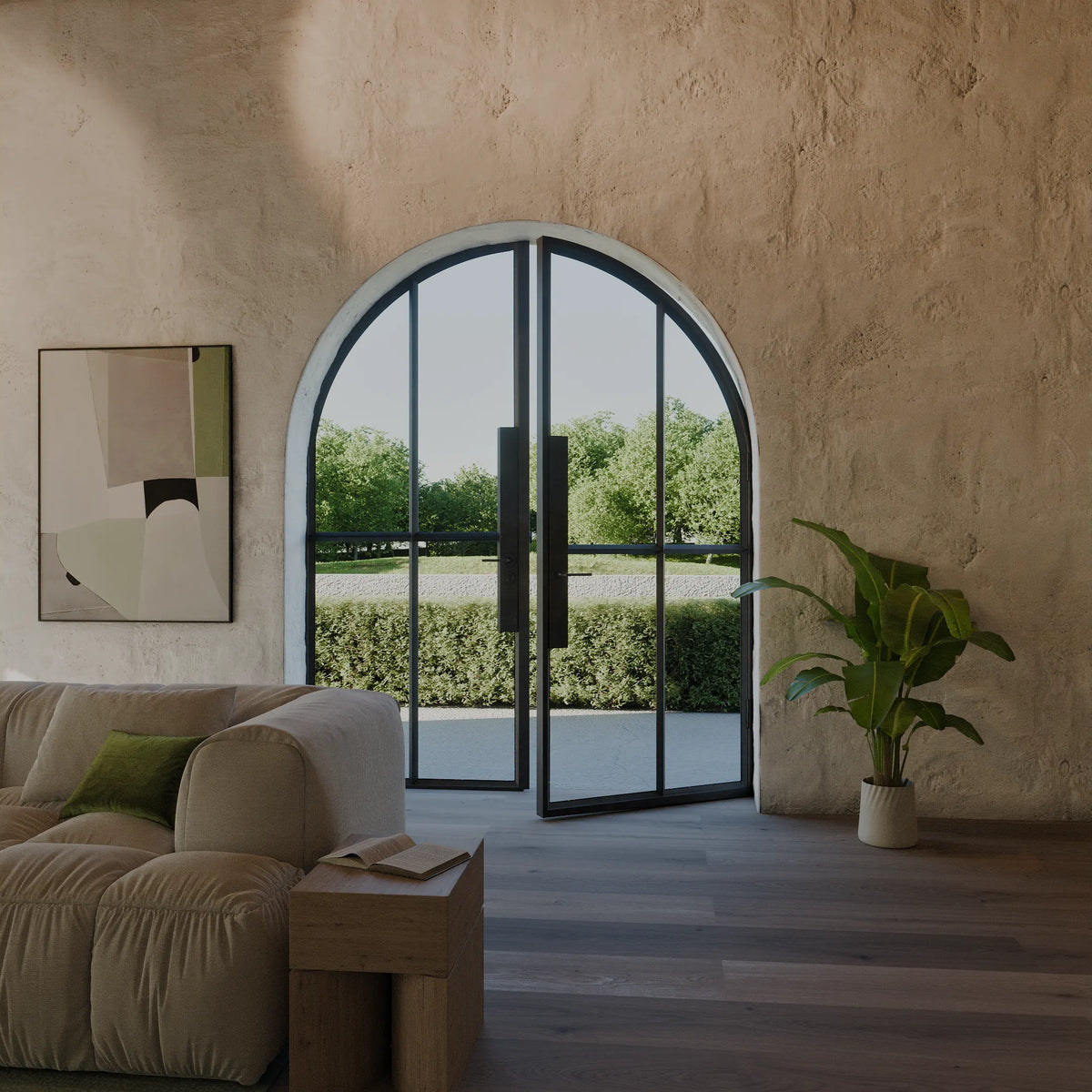 Double Arch Steel Door A4, room setting