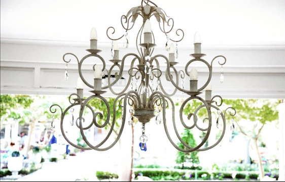 Decorative wrought iron crystal chandelier