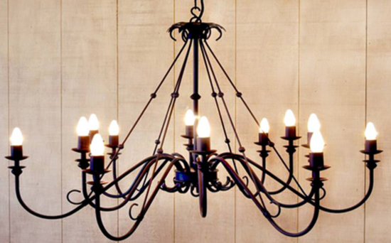 Large black candle chandelier with 12 arms