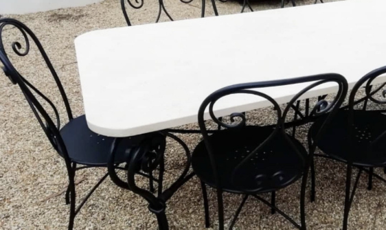 wrought iron garden chairs and table decor 